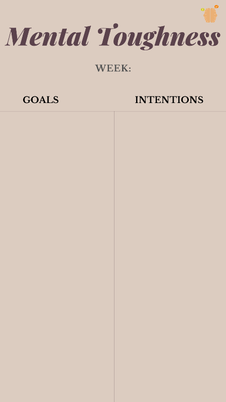 weekly mental toughness goals and intentions