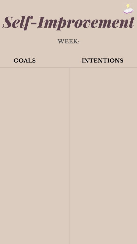 weekly self-improvement goals and intentions